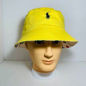 Polo Ralph Lauren Bucket Hat Reversible Embroidered Logo Kid's Yellow New